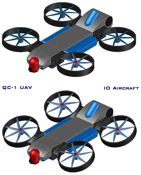 QC-1 UAV Quadcopter, io aircraft, vtol, eVTOL, air taxi, go fly prize, boeing go fly prize, flying car, personal vtol, personal air vehicle, electric flight, e-flite, vahana, drone, quad copter, tri copter, octocopter, eflite, electric flight, evtol uber, evtol airbus, evtol aroura, evtol boeing, vtol boeing, boeing octocopter, cityhawk, rolls-royce m250, aerospace, avionics, autonomous flight