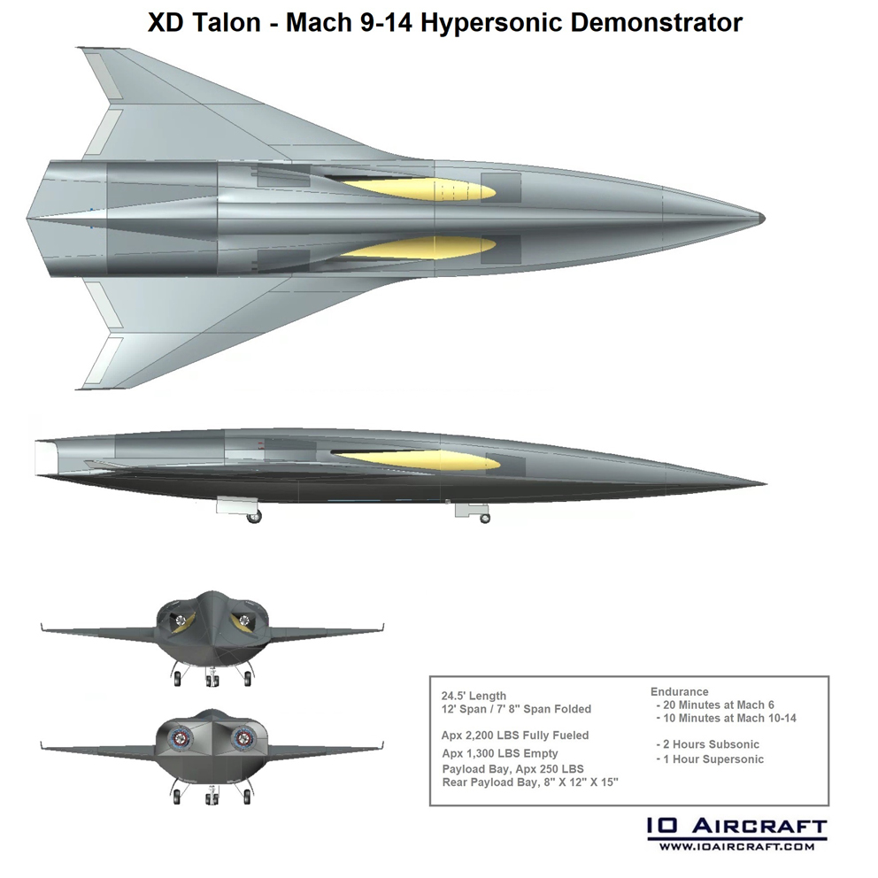 XD Talon, io aircraft, talon, hypersonic, ucav, hypersonic fighter, hypersonic drone, hypersonic uav, tbcc, scramjet, ramjet, dual mode scramjet, graphene, hypersonic jet, hypersonic plane, hypersonic ucav, vtol hypersonics, vtol fighter aircraft, hypersonics, hypersonics, rbcc, arrw, hawc, arl, nrl, afrl, afosr, darpa, BOLT, afwerx, aerothermaldynamics, graphene, hypersonic weapons